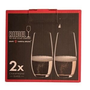 Riedel O Series Champagne Glasses Set Of 2 Stemless Flutes Gift NEW